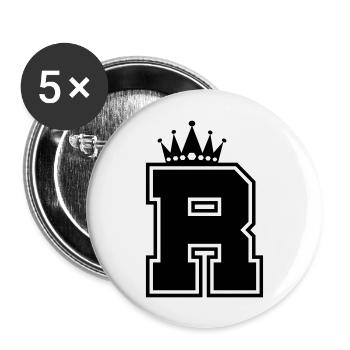 buchstabe R Krone - Buttons groß 56 mm (5er Pack) - Weiß - Vorne