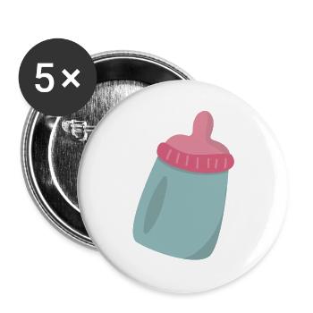 Biberon - Lot de 5 grands badges (56 mm) - blanc - Devant