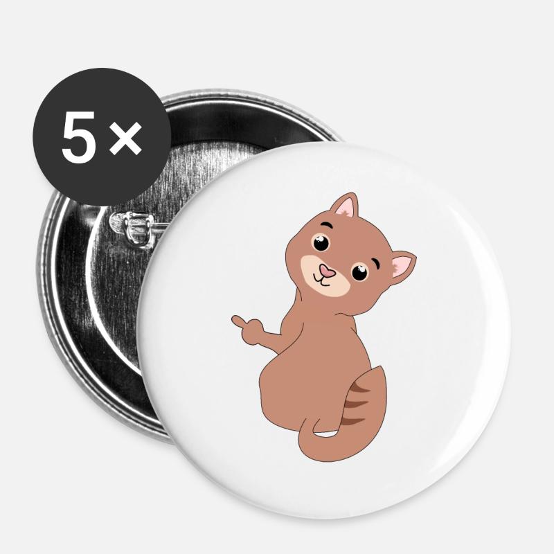 Majeur de chat - Lot de 5 grands badges (56 mm) - blanc
