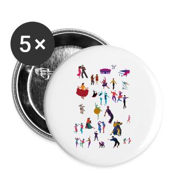 Tanzen - Buttons groß 56 mm (5er Pack) - Weiß - Vorne