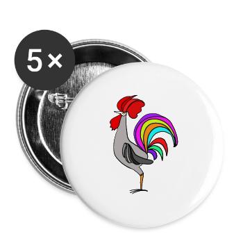 Hahn - Buttons groß 56 mm (5er Pack) - Weiß - Vorne