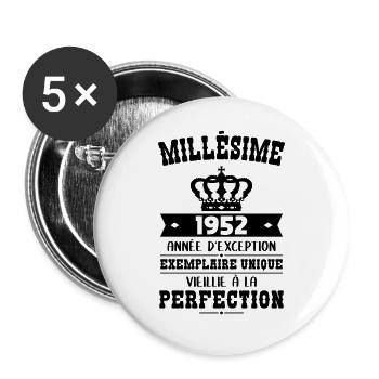 Anniversaire 70 ans - Millésime 1952 - Lot de 5 grands badges (56 mm) - blanc - Devant