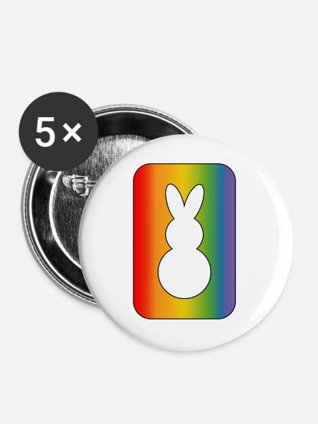 Regenbogen hase - Buttons groß 56 mm (5er Pack) - Weiß