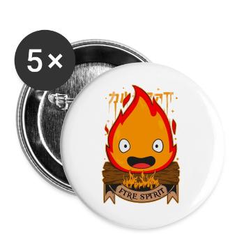 de feu - Lot de 5 grands badges (56 mm) - blanc - Devant
