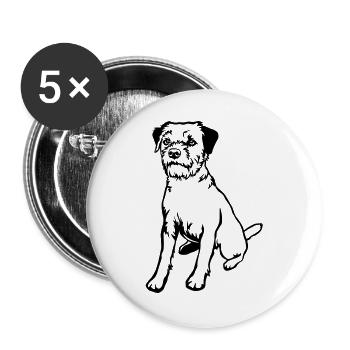 Border Terrier - Buttons groß 56 mm (5er Pack) - Weiß - Vorne
