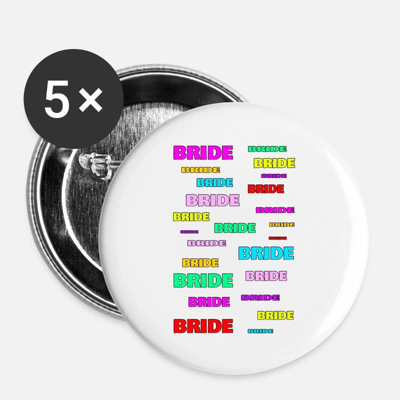 Married multicolored text - Buttons large 2.2''/56 mm (5-pack) - white
