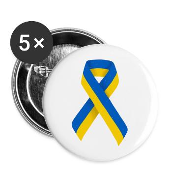 Ukrainian Band Ribbon Flag Ukraine - Buttons large 2.2''/56 mm (5-pack) - white - Front
