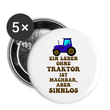Traktor Leben - Buttons groß 56 mm (5er Pack) - Weiß - Vorne