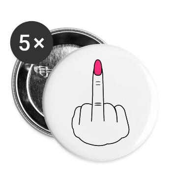 Middle Finger Woman - Buttons large 2.2''/56 mm (5-pack) - white - Front
