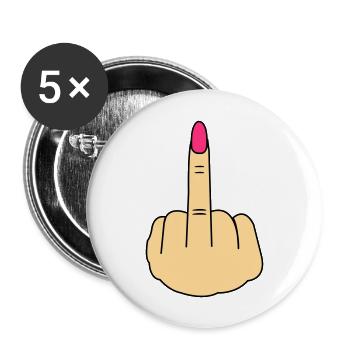 Middle Finger Woman - Buttons large 2.2''/56 mm (5-pack) - white - Front