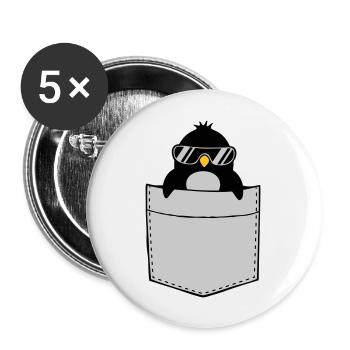 Poche de poitrine de chemise pingouine - Lot de 5 grands badges (56 mm) - blanc - Devant