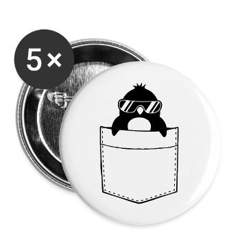Chemise Poitrine Poche Pingouin - Lot de 5 grands badges (56 mm) - blanc - Devant