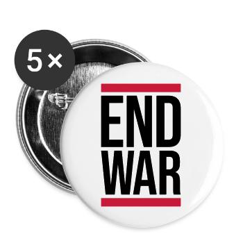 End War Stop - Buttons groß 56 mm (5er Pack) - Weiß - Vorne