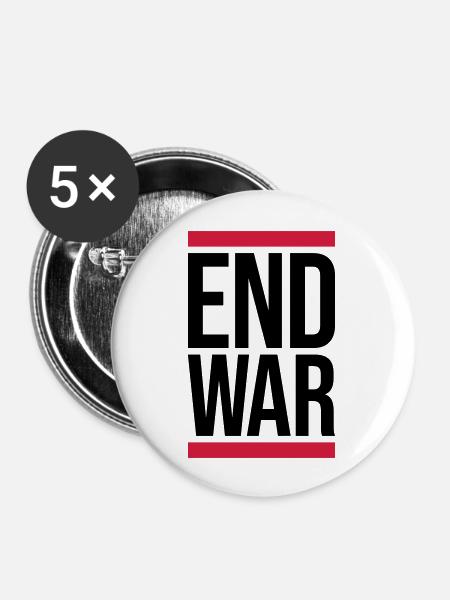 End War Stop - Buttons groß 56 mm (5er Pack) - Weiß