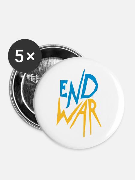 Ukraine End War - Buttons groß 56 mm (5er Pack) - Weiß