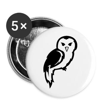 Hibou - Lot de 5 grands badges (56 mm) - blanc - Devant