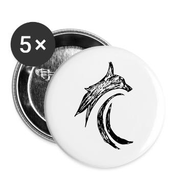 Chat Tribal Lynx Jaguer - Lot de 5 grands badges (56 mm) - blanc - Devant