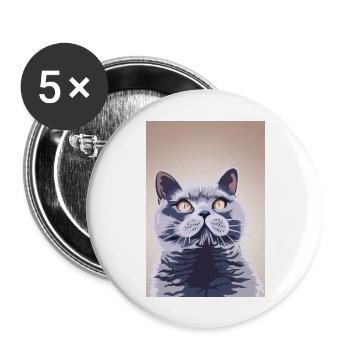 Britisch Kurzhaar Katze - Buttons groß 56 mm (5er Pack) - Weiß - Vorne