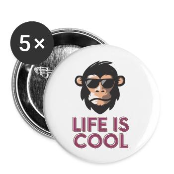 life is cool - Lot de 5 grands badges (56 mm) - blanc - Devant