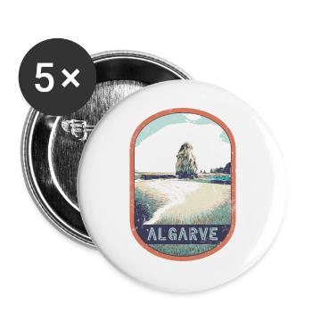 Retro badge, Algarve Portugal, beach summer sun - Buttons large 2.2''/56 mm (5-pack) - white - Front
