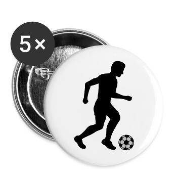 Silhouette Fußballer Sport Design - Buttons groß 56 mm (5er Pack) - Weiß - Vorne