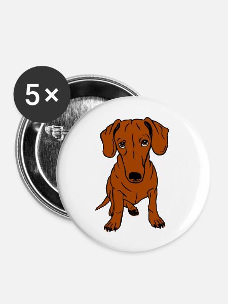 Dackel, Kurzhaar, ganz - Buttons groß 56 mm (5er Pack) - Weiß