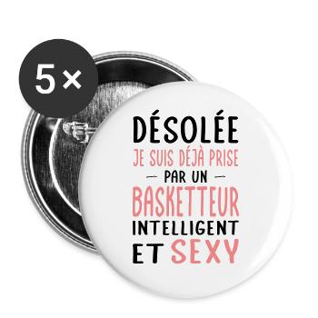 Désolée déjà prise par un basketteur sexy - Lot de 5 grands badges (56 mm) - blanc - Devant