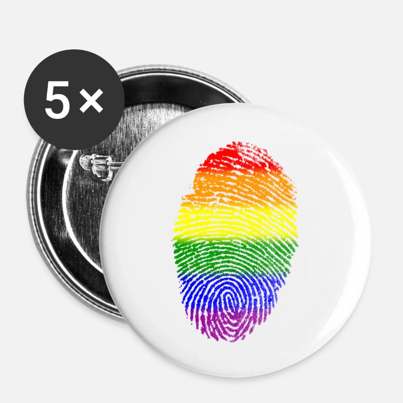 Pride-Flagge - Buttons groß 56 mm (5er Pack) - Weiß