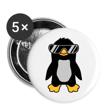 Sonnenbrille Pinguin cool Design - Buttons groß 56 mm (5er Pack) - Weiß - Vorne