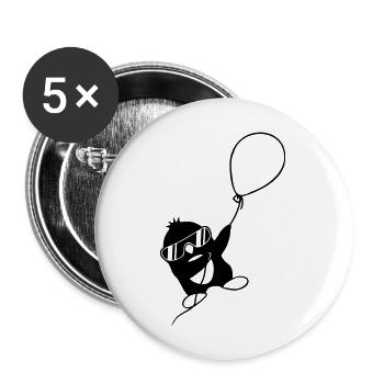 Himmel Luftballon fliegender Pinguin - Buttons groß 56 mm (5er Pack) - Weiß - Vorne
