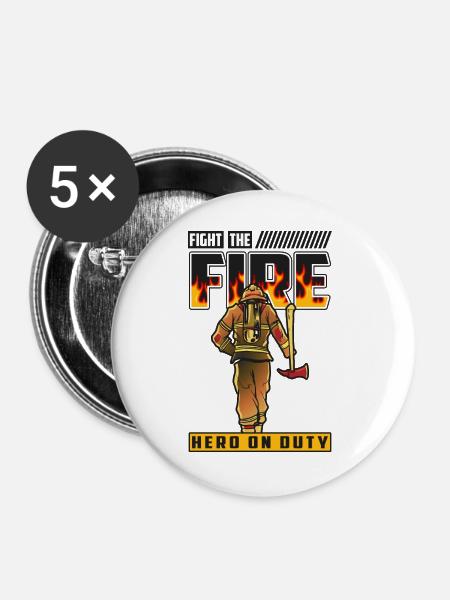 Feuerwehrmann - Buttons groß 56 mm (5er Pack) - Weiß