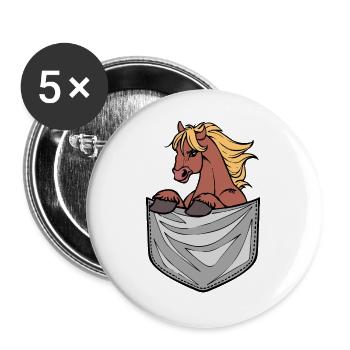 Cool Icelandic Horses Horse Love Horses Horse Fan - Buttons large 2.2''/56 mm (5-pack) - white - Front