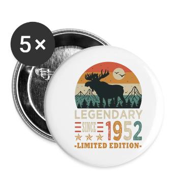 1952 legendary anniversaire né en 1952 - Lot de 5 grands badges (56 mm) - blanc - Devant