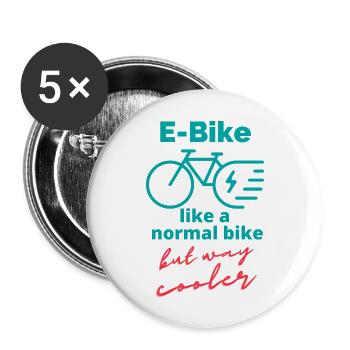 E Bike E-mtb ebike vélo électrique e MOUNTAINbike - Lot de 5 grands badges (56 mm) - blanc - Devant