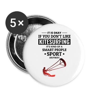 Kitesurf Kiteboard Kiteboarder Kitesurf - Lot de 5 grands badges (56 mm) - blanc - Devant