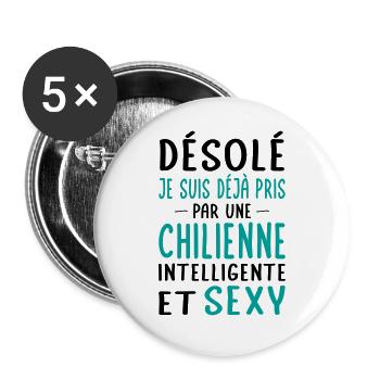 Désolé déjà pris par une Chilienne sexy - Lot de 5 grands badges (56 mm) - blanc - Devant