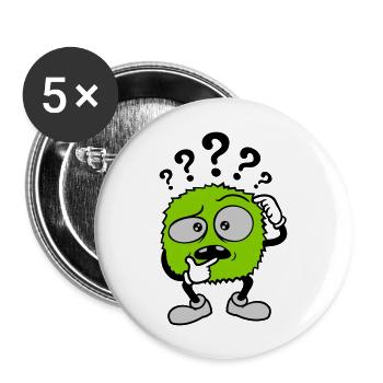 Fragezeichen skeptisches Gesicht Comic - Buttons groß 56 mm (5er Pack) - Weiß - Vorne