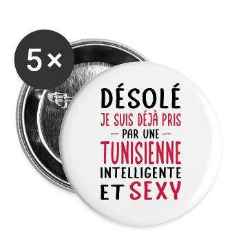 Désolé déjà pris par une Tunisienne sexy - Lot de 5 grands badges (56 mm) - blanc - Devant