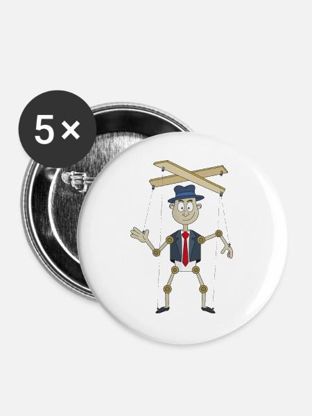 Eine lustige Puppe - Buttons groß 56 mm (5er Pack) - Weiß