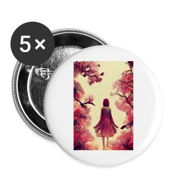 Manga Girl - Lot de 5 grands badges (56 mm) - blanc - Devant