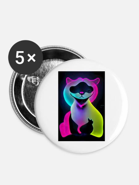 Die Katze - Buttons groß 56 mm (5er Pack) - Weiß