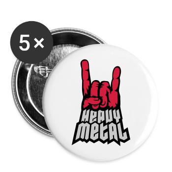 Heavy Metal Logo Handzeichen - Buttons groß 56 mm (5er Pack) - Weiß - Vorne