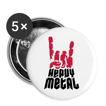 Cool Logo Heavy Metal - Lot de 5 grands badges (56 mm) - blanc - Devant