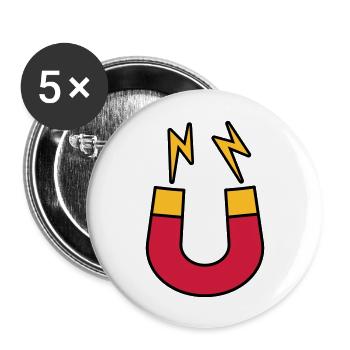 Lightning magnet logo funny - Buttons large 2.2''/56 mm (5-pack) - white - Front