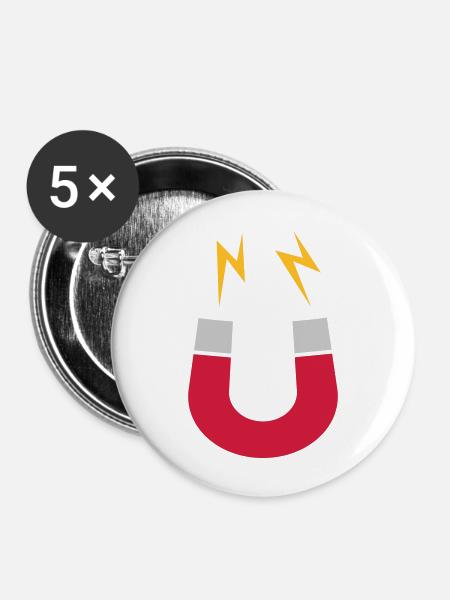 Magnet Logo Blitze lustig - Buttons groß 56 mm (5er Pack) - Weiß