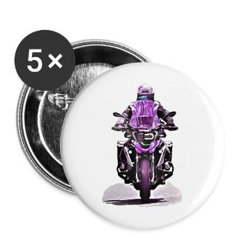 GS Motorradfahrer lila - Buttons groß 56 mm (5er Pack) - Weiß - Vorne