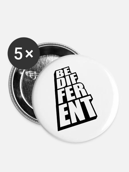 Be different Logo Design - Buttons groß 56 mm (5er Pack) - Weiß