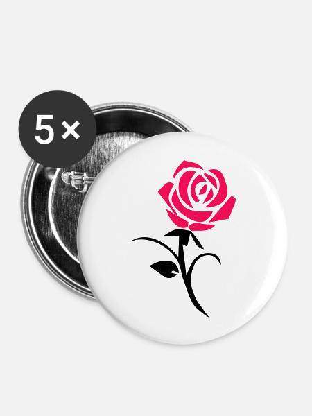 Rose - Buttons groß 56 mm (5er Pack) - Weiß