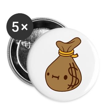 Face Dollar Money Sack - Buttons large 2.2''/56 mm (5-pack) - white - Front