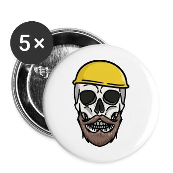 Crafts Safety helmet Skull Construction site work Job - Buttons large 2.2''/56 mm (5-pack) - white - Front